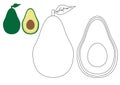Avocadoes. Coloring book. KidÃ¢â¬â¢s game. Vector Royalty Free Stock Photo